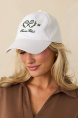 The Tennis Club 1998 White Embroidered Cotton Baseball Cap