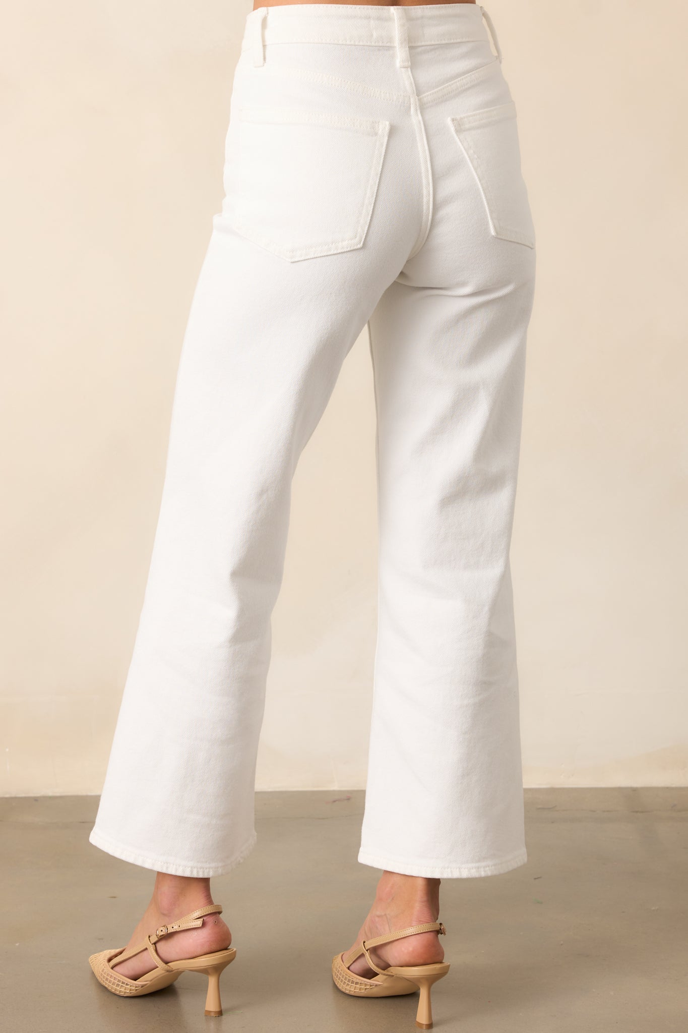 Into The Clouds White Cropped Wide Leg Jeans