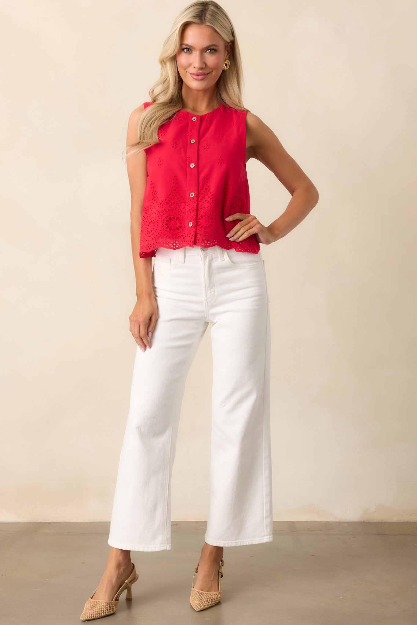 Into The Clouds White Cropped Wide Leg Jeans