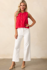 Into The Clouds White Cropped Wide Leg Jeans