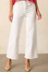 Into The Clouds White Cropped Wide Leg Jeans
