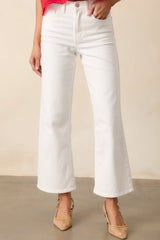 Into The Clouds White Cropped Wide Leg Jeans