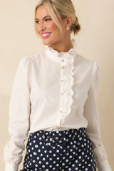 Prosperina Madison White Cotton Ruffle Top