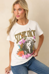 Stevie Nicks White Cotton Flower Collage Tour Tee