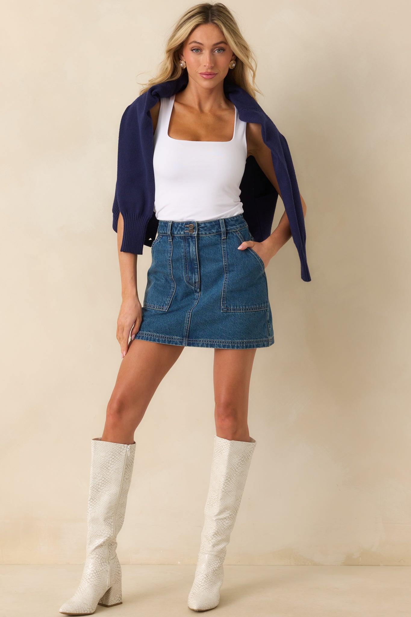 Letting It All Unfold White Square Neck Tank Top