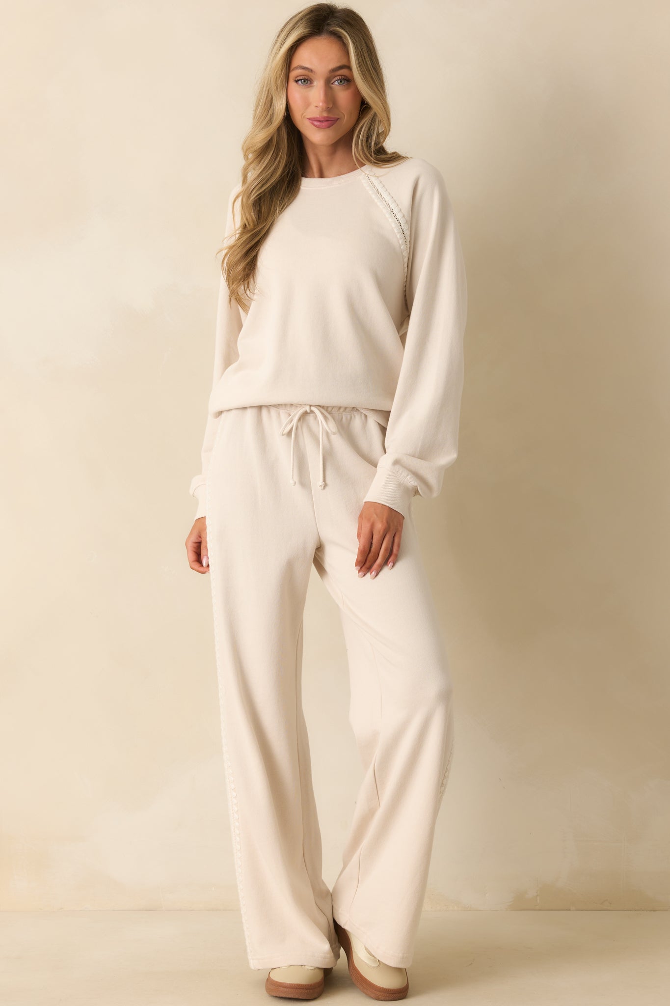 Z Supply Ivory Take All French Terry Track Pants