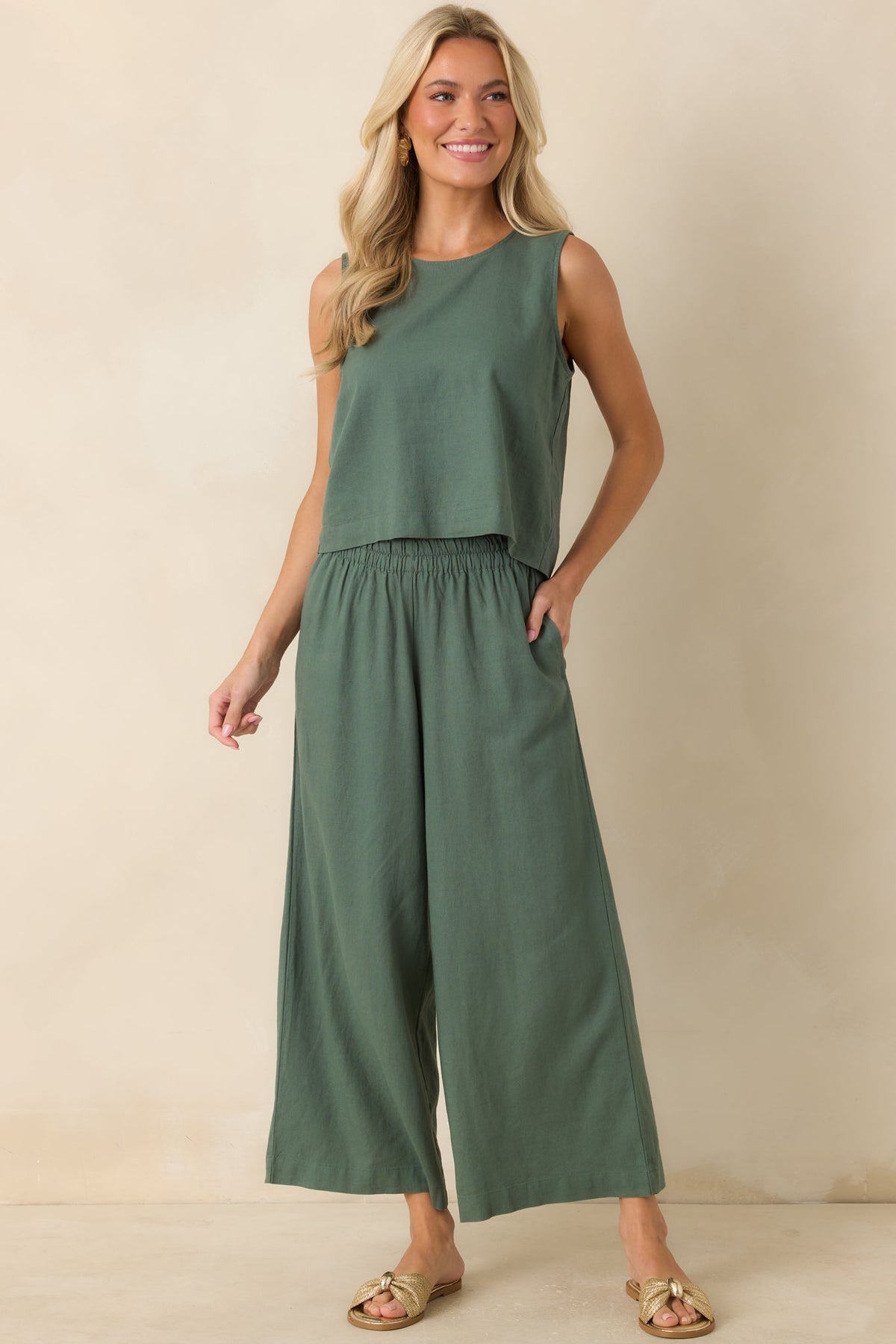 Z Supply Sloane Everglade Green Linen Tank