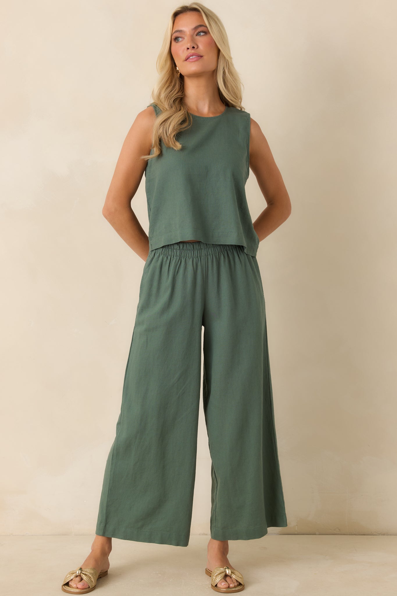 Z Supply Sloane Everglade Green Linen Tank