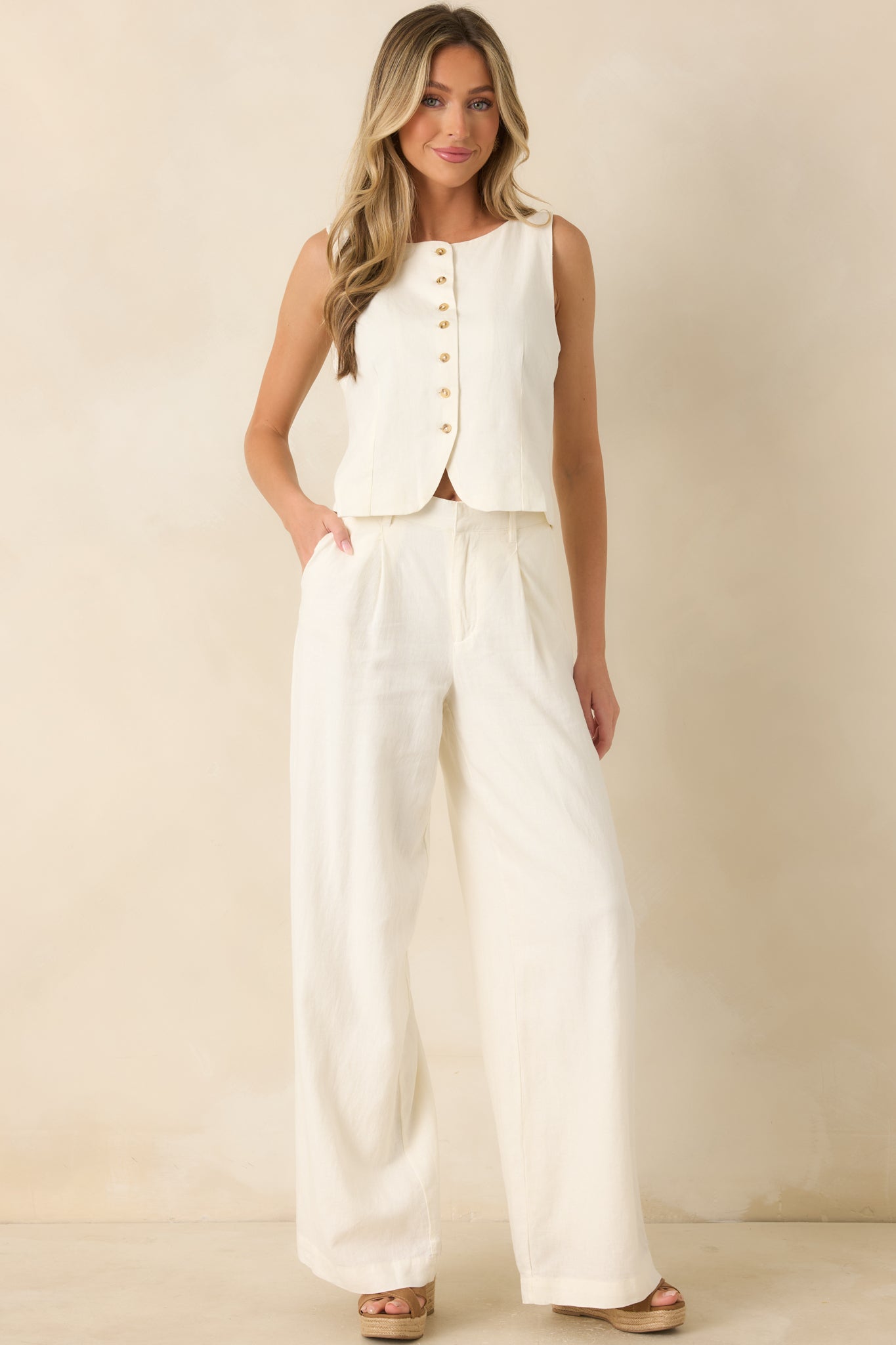 Z Supply Overlook Ivory Linen Pants