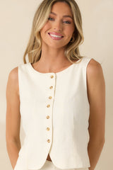 Z Supply Roman Ivory Linen Button Front Vest