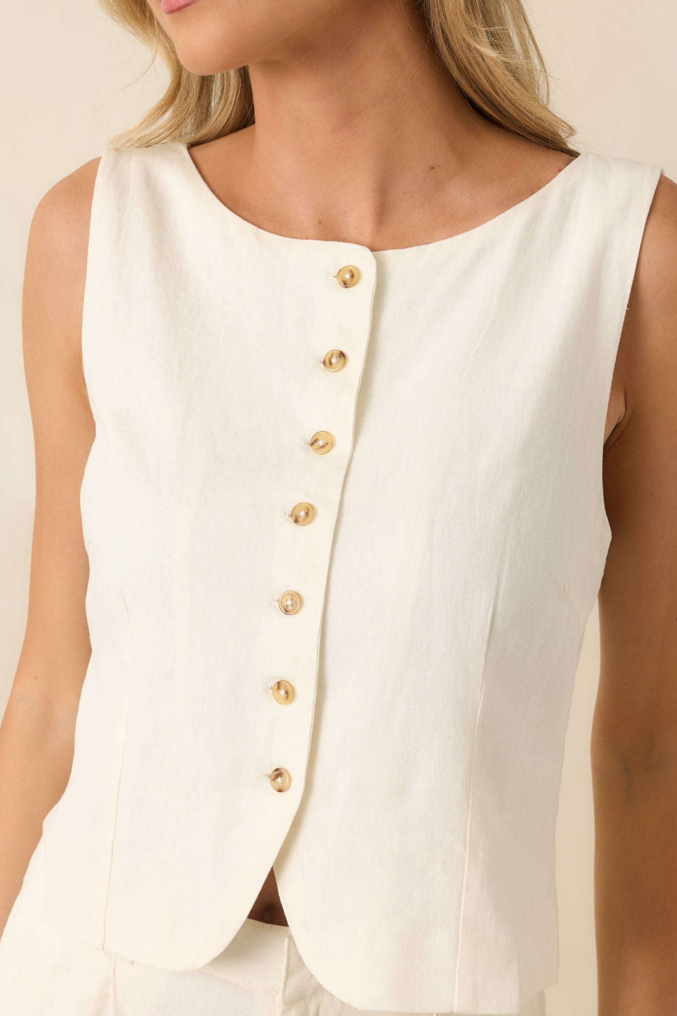 Z Supply Roman Ivory Linen Button Front Vest