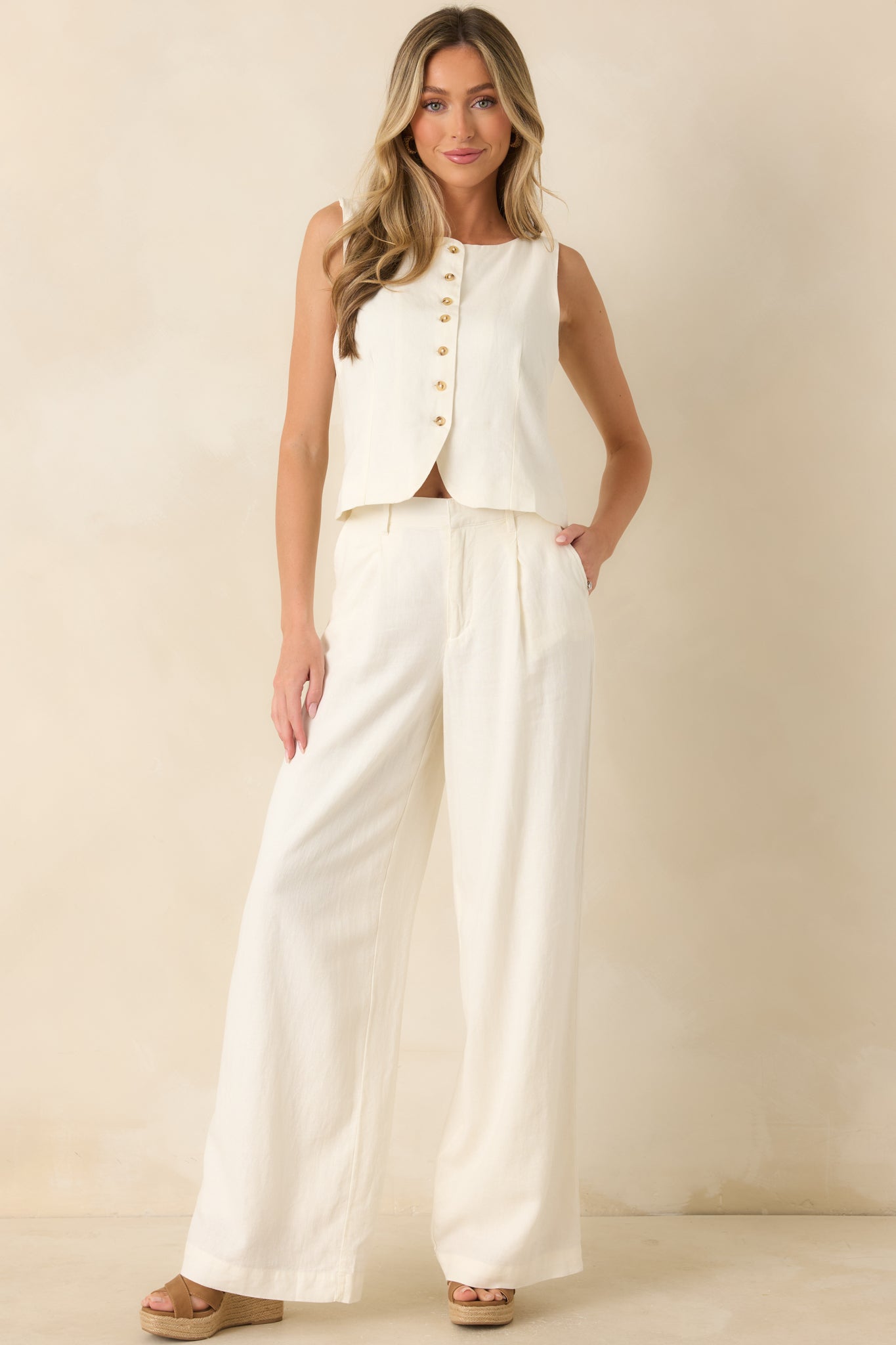 Z Supply Overlook Ivory Linen Pants