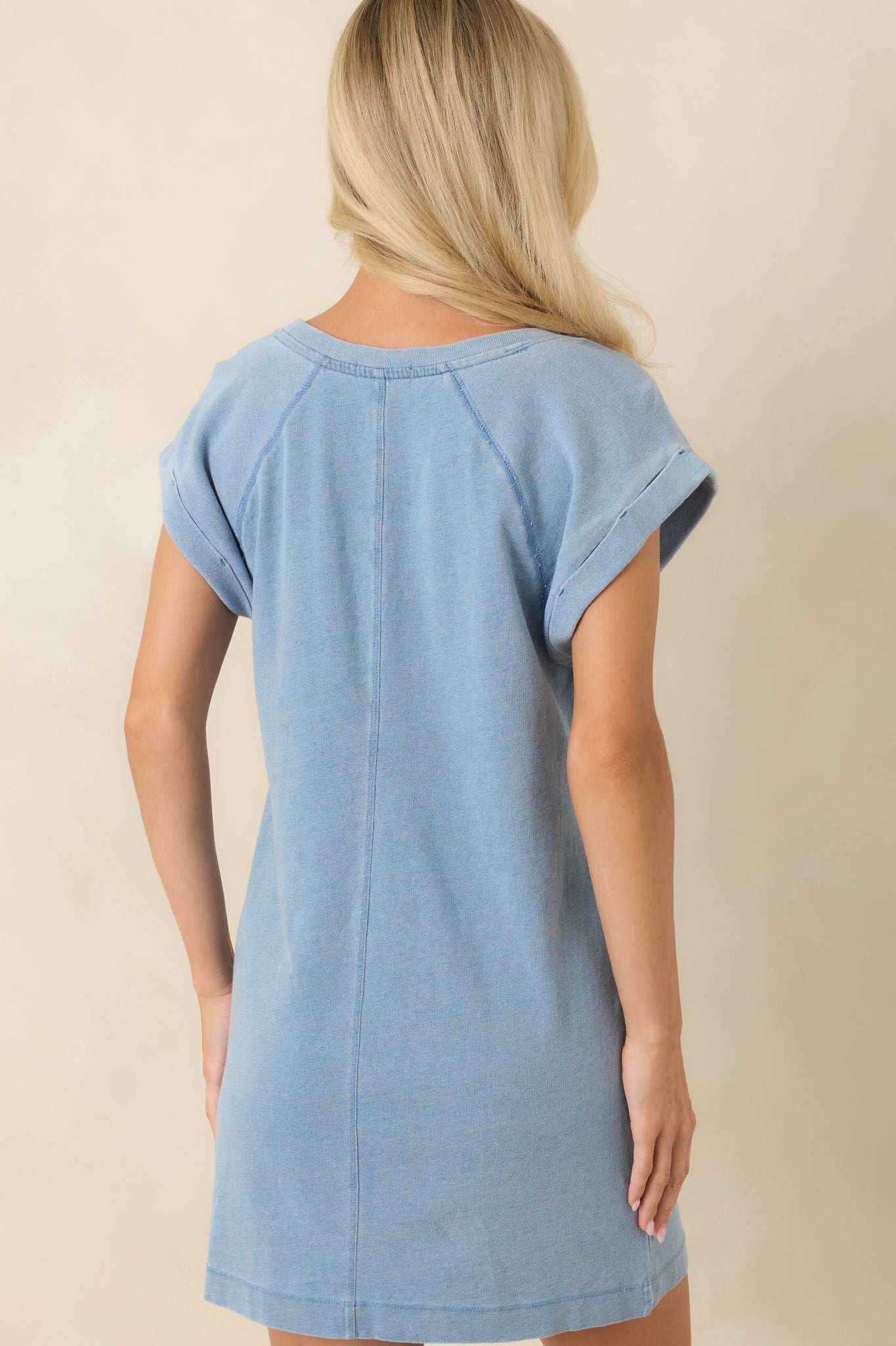 Z Supply Tate Washed Indigo Cotton Jersey Denim Mini Dress
