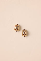 Never Out Of Place Gold Dark Brown Stone Hoop Earrings