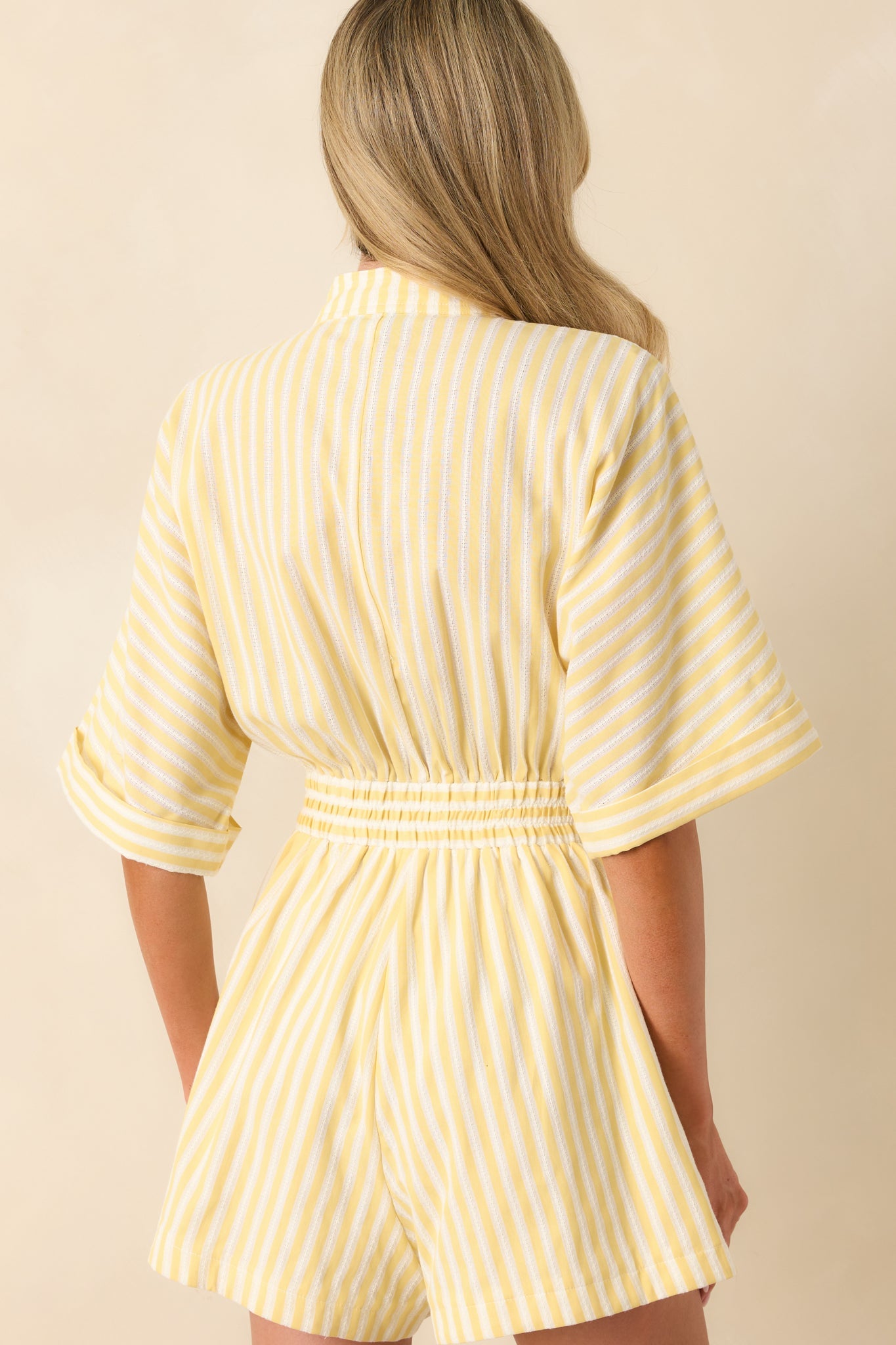 Prosperina Chloe Lemonade Yellow Stripe Cotton Romper