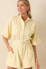 Prosperina Chloe Lemonade Yellow Stripe Cotton Romper
