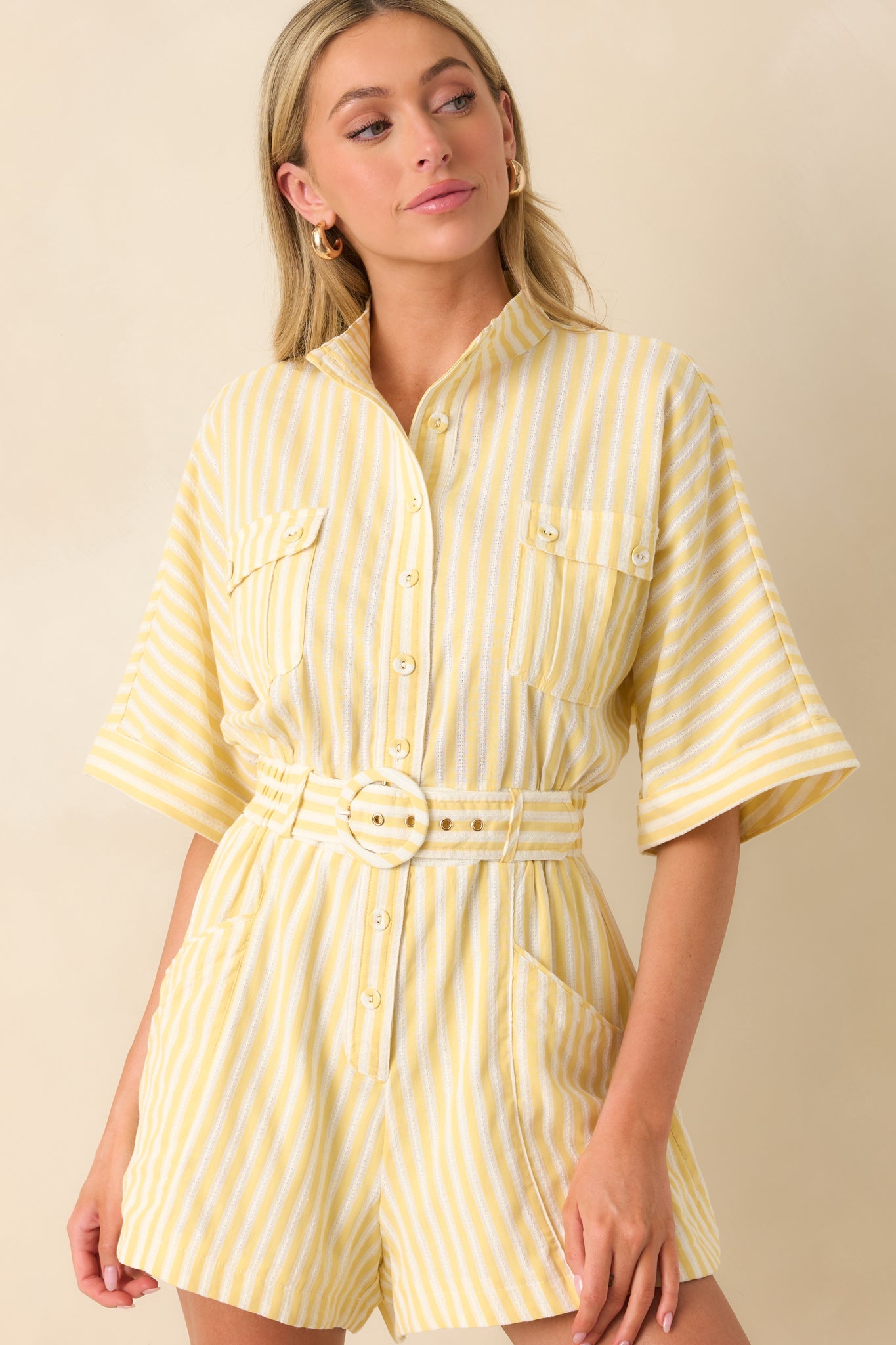 Prosperina Chloe Lemonade Yellow Stripe Cotton Romper