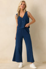 Z Supply Indigo Blue Cotton Solace V-Neck Jersey Denim Tank