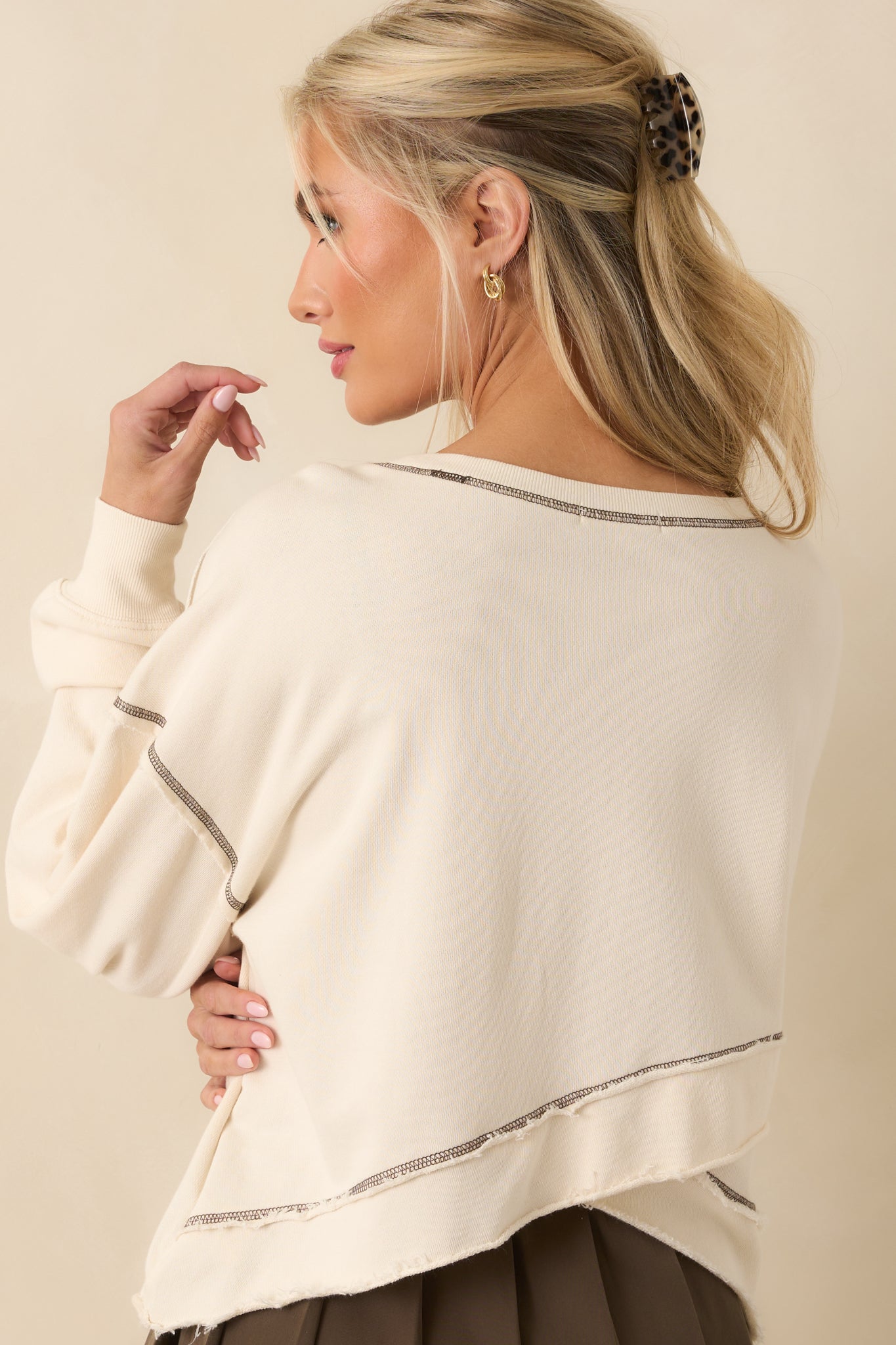 Z Supply Ivory Cotton Fan Club Sweatshirt