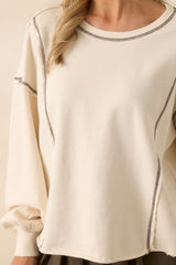 Z Supply Ivory Cotton Fan Club Sweatshirt