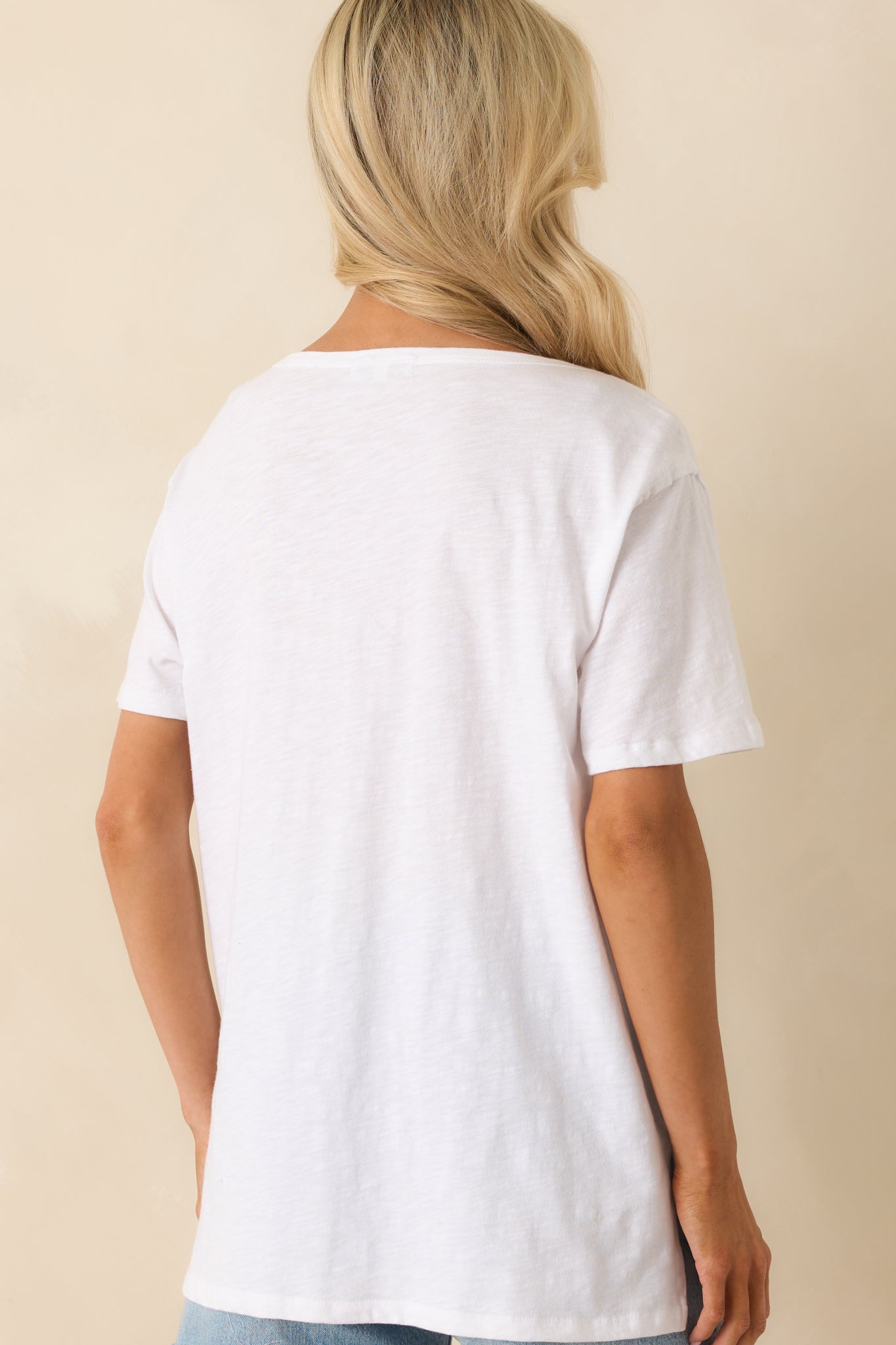 Z Supply White Cotton Lively Slub V-Neck Tee